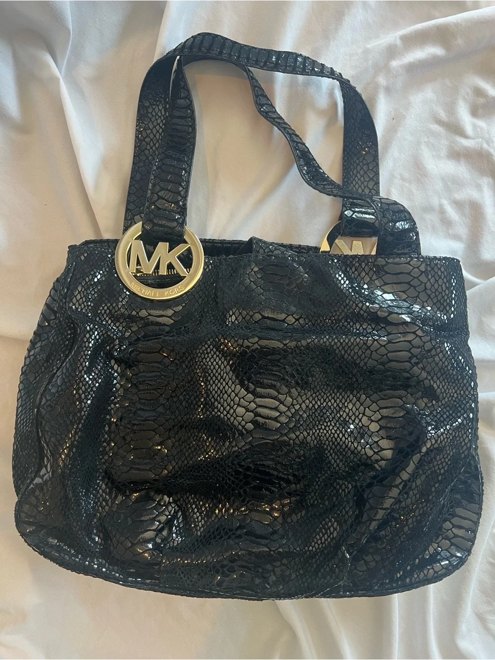 Michael Kors Black Snake Skin Tote